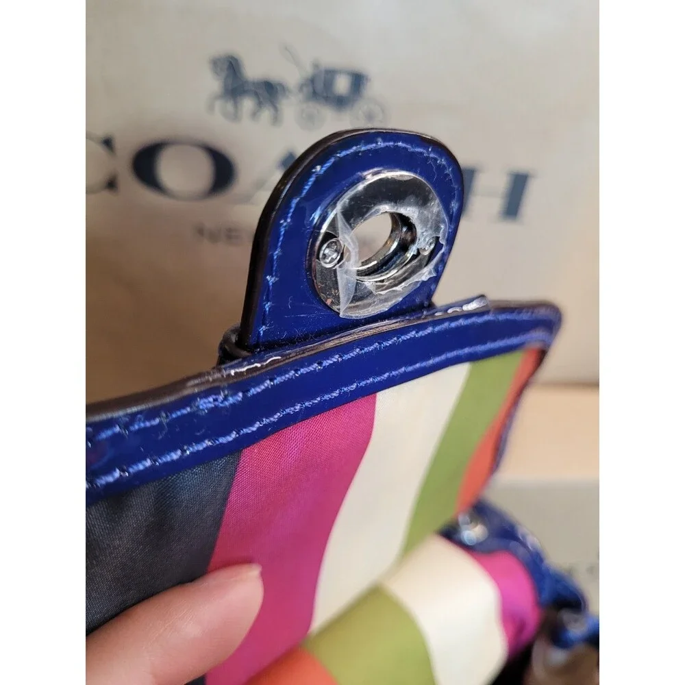Coach Vintage Willis Midnight Royal Blue Patent Leather Bag Legacy Crossbody - Picture 13 of 16